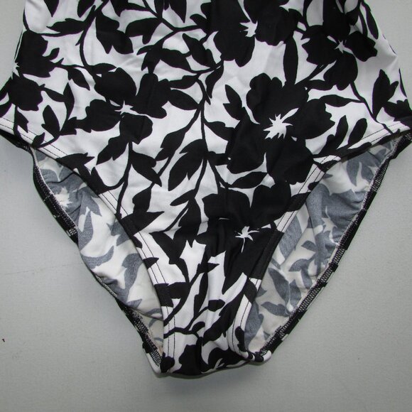 BODY ID Black Floral 1 Piece Swimsuit - Sz 8 - NEW - Picture 4 of 9